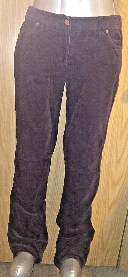 PANTALONES DE PANA KENNETH COLE REACTION, PLUMA ATERCIOPELADA BALLENA CIRUELA PÚRPURA TALLA 8 T Foto 2 de 4