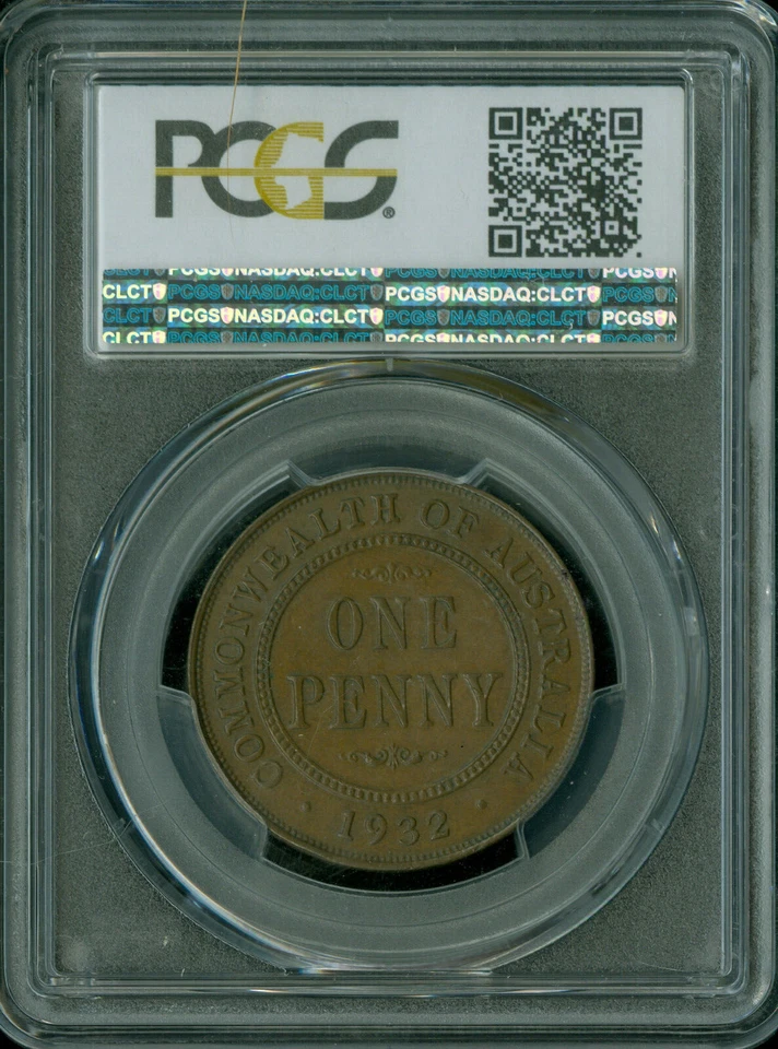 1932 (m) AUSTRALIAN PENNEY PCGS AU58 MAC 8PERLS POP-5  . - Image 2 of 2