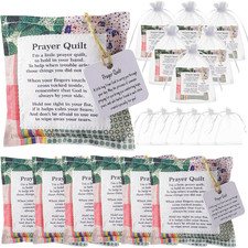 6 Pcs Mini Prayer Quilt with Cross inside with 6 Organza Bags, Vintage Pocket Sc