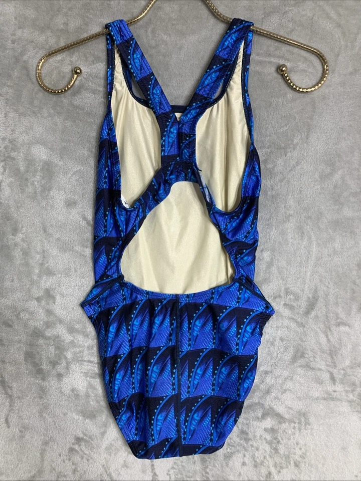 Traje de baño Speedo de colección para mujer talla 34/10 azul geométrico de una pieza espalda deportiva años 90 EE. UU. Foto 2 de 4