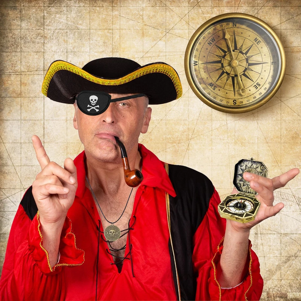 Sombrero pirata, sombrero tricornio pirata renacentista con parche en el ojo - Image 2 of 4