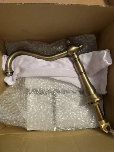 Signature Victorian Widespread Bath Faucet w/Metal Cross Handles -Aged Brass - Picture 1 of 4