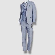 Bar III Men's Blue Linen Slim 2-Piece Jacket  Pants Suit Size 36S 30W 30L