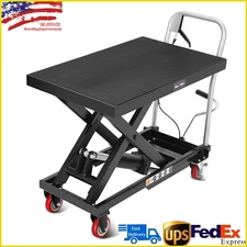 Hydraulic Lift Cart Single Scissor Lift Table Manual 1100lb Capacity 32" Lifting