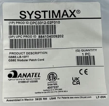 CommScope CPC3312-02F01 GigaSPEED XL GS8E Light Blue Network Patch Cable thumbnail 3