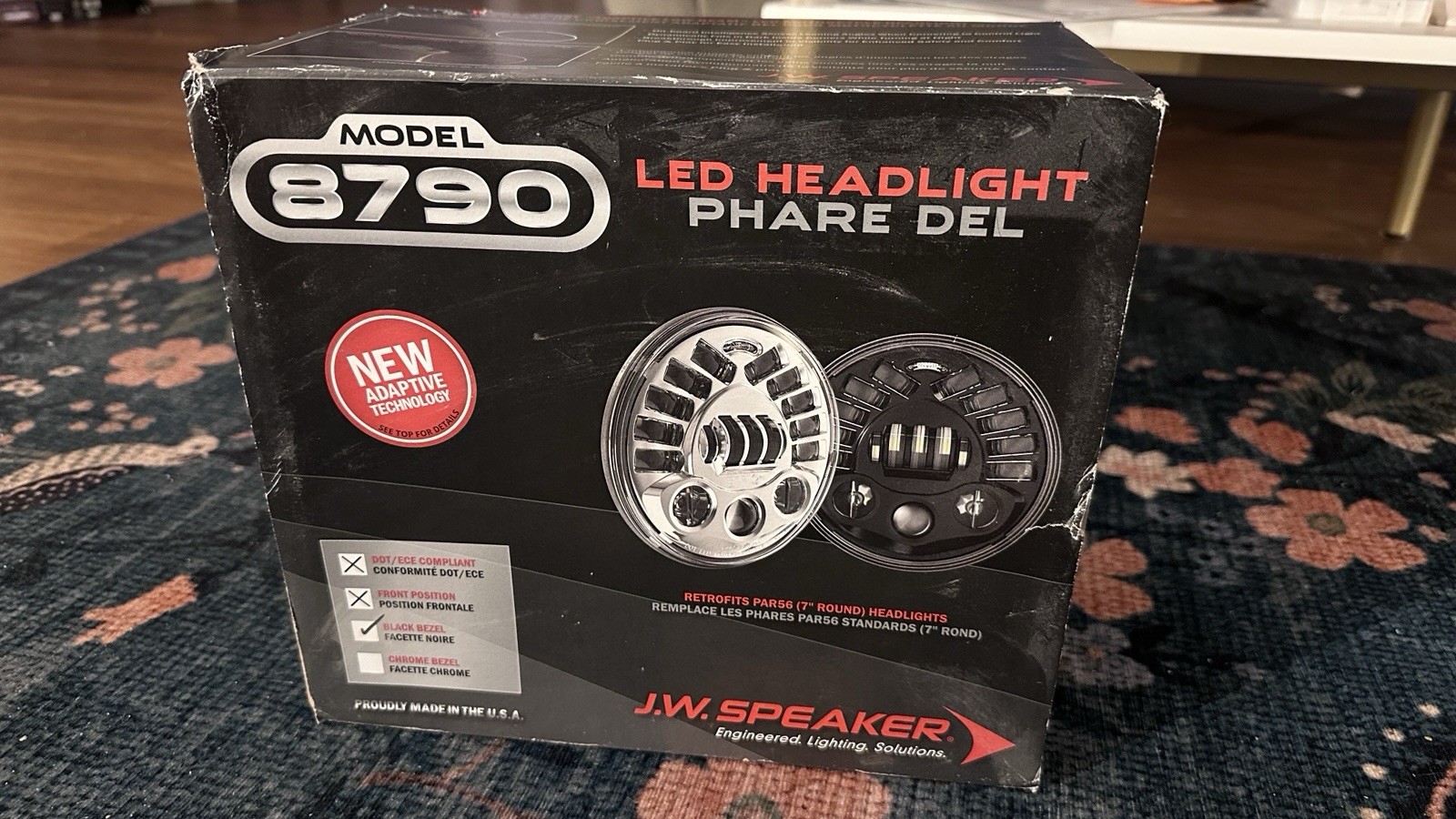 JW Speaker Model 8790 Adaptive Black Bezel Headlight Assembly New Old Stock
