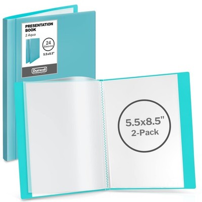 Dunwell Small Presentation Book 5.5x8.5 2-Pack, Aqua, 24 Pockets Display 48 H...