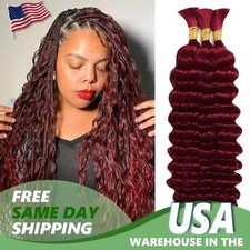 Human Hair 50g 1 Bundle No Weft Burgundy 99J Color Deep Wave for Women