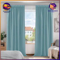 Blickdichte VorhäNge Mit KräUselband Uv-Schutz Himmelblau 140X245 Cm 2 StüCk