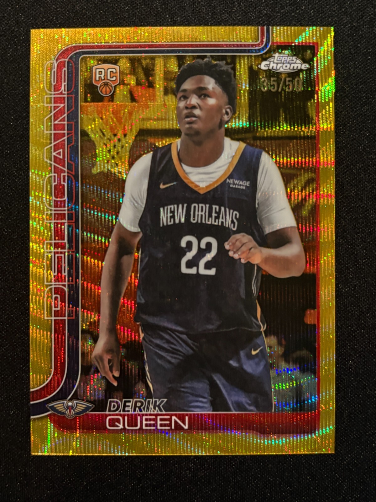2025-26 Topps Chrome - #263 Derik Queen Gold Wave Refractor /50 RC Pelicans