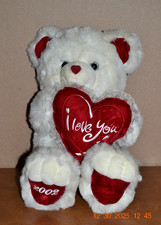 Vintage 2002 DanDee Valentine's Day I Love You Cuddly White 20" Plush Teddy Bear