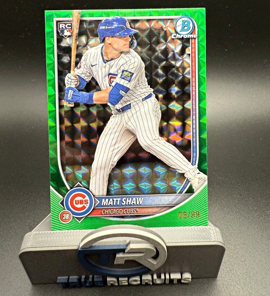 Topps 2024 Bowman Chrome Green Geometric Refractor Matt Shaw Cubs #46 RC /99