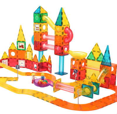 Magnetic Racing Car Track Set 200PCS   STEM Building Blocks Educational Toy with