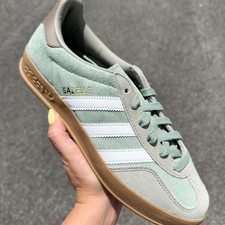 adidas Gazelle Indoor Silver Pebble Green Suede Brown Gum Men's Sizes JI3526 New