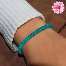 Natural Ethiopian Wello Fire Opal Gemstone Fire Beads 7.5"Bracelet RG8857