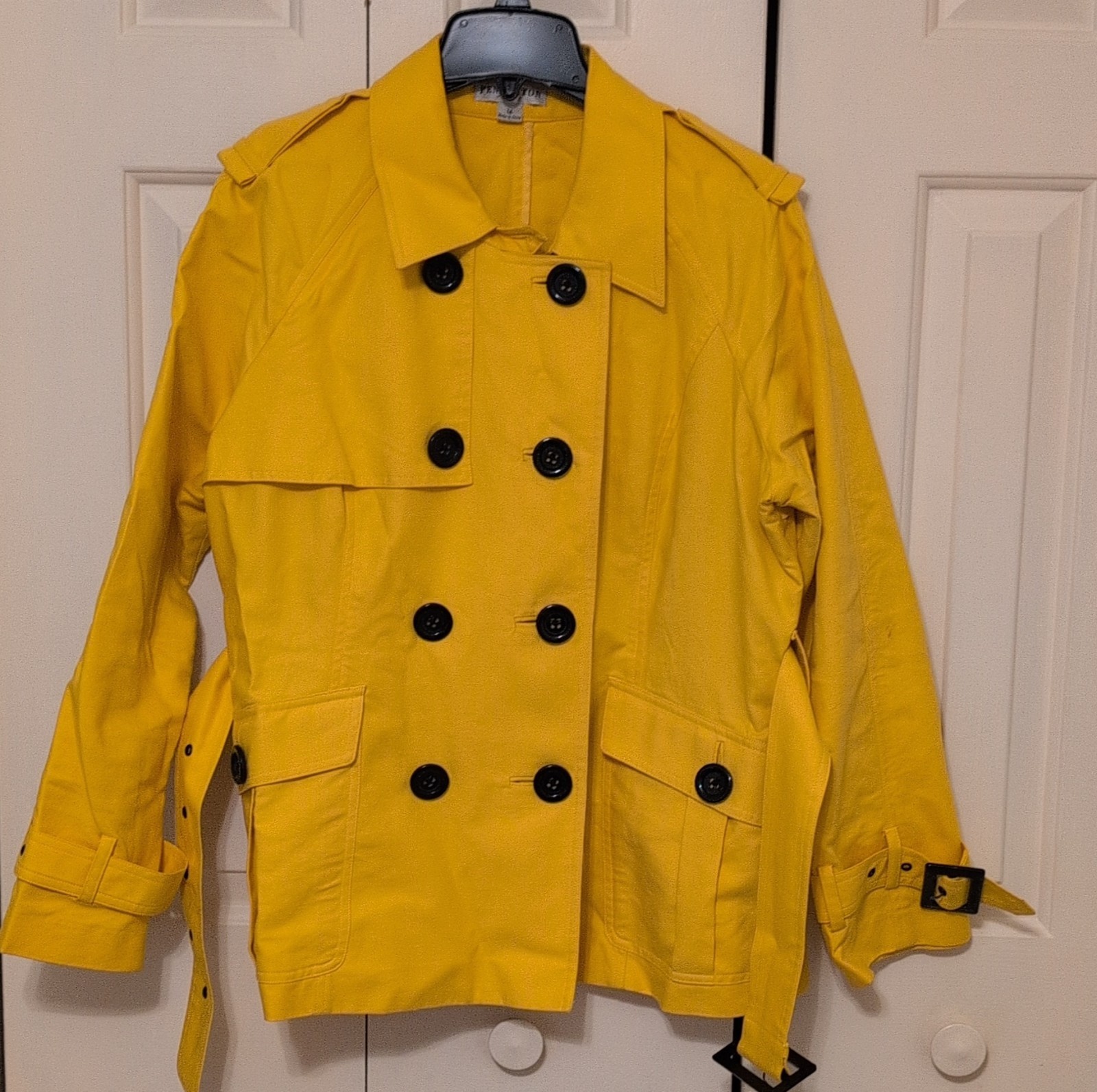 Pendleton Petite Yellow Double-Breasted Belted Li… - image 3