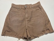 American Eagle Distressed Highest Rise Mom Shorts Women  s Size 0 25W Brown NWT
