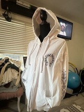 Chrome Hearts Horseshoe Logo Zip-Up Hoodie Wh...