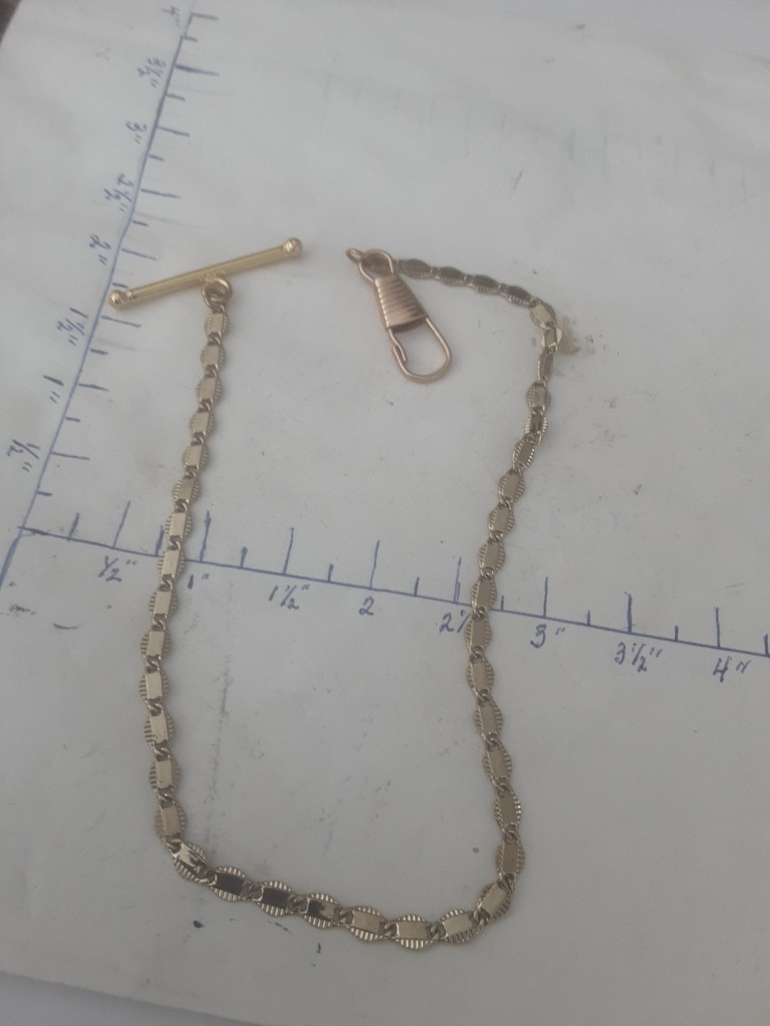 Vintage gold-filled pocket watch chain 11 inches as pictured used