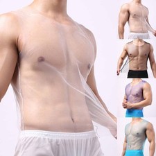 Men See Through Fishnet Tank Top Vest/Breathable Gym Mesh T-Shirt Party Clubwear