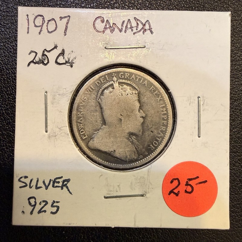 1907 Canada Silver! 25 Cents!   T308