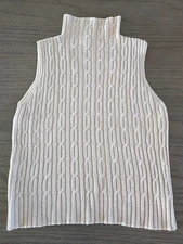 VTG Field Manor Sweater Vest  Cable Knit Mock Neck Pullover SZ S *MINT COND!