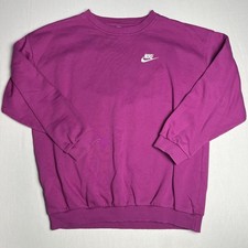 Nike Youth Fuchsia Logo Pullover Crew Neck Fleece Sweatshirt Size L