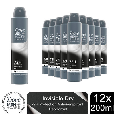 Dove Anti-Transpirant Men+Care Advanced Invisible Dry 72H Protection, 12x200ml