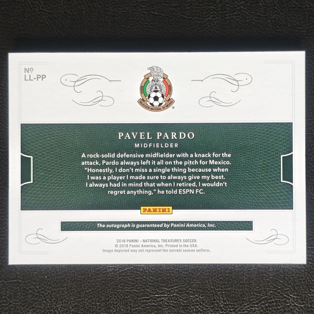 Pavel Pardo 2018 Panini National Treasures Lasting Legacies Auto /25 Mexico view 2