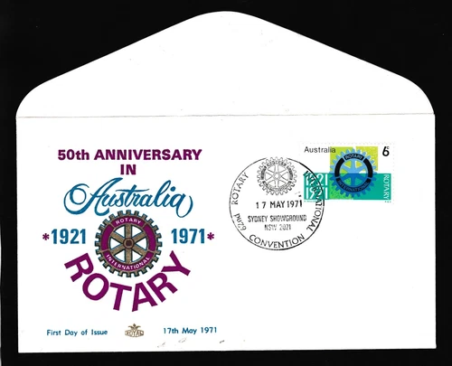 1971 50th ANNIV. ROTARY IN AUSTRALIA DECIMAL STAMP ROYAL FIRST DAY COVER #V15.10