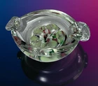 Vintage Murano Art Glass Multi Color Floral Paperweight Ashtray Trinket Dish