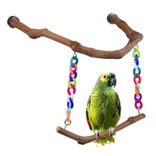 Bird Swing Toys, Standing Bird Perch with Natural Wood, U Shape 1Pack Grape
