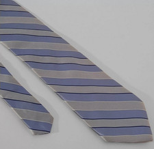 Michael Kors 100% Silk Tie - Blue Silver Stripes - Men's Necktie 58" USA Made.