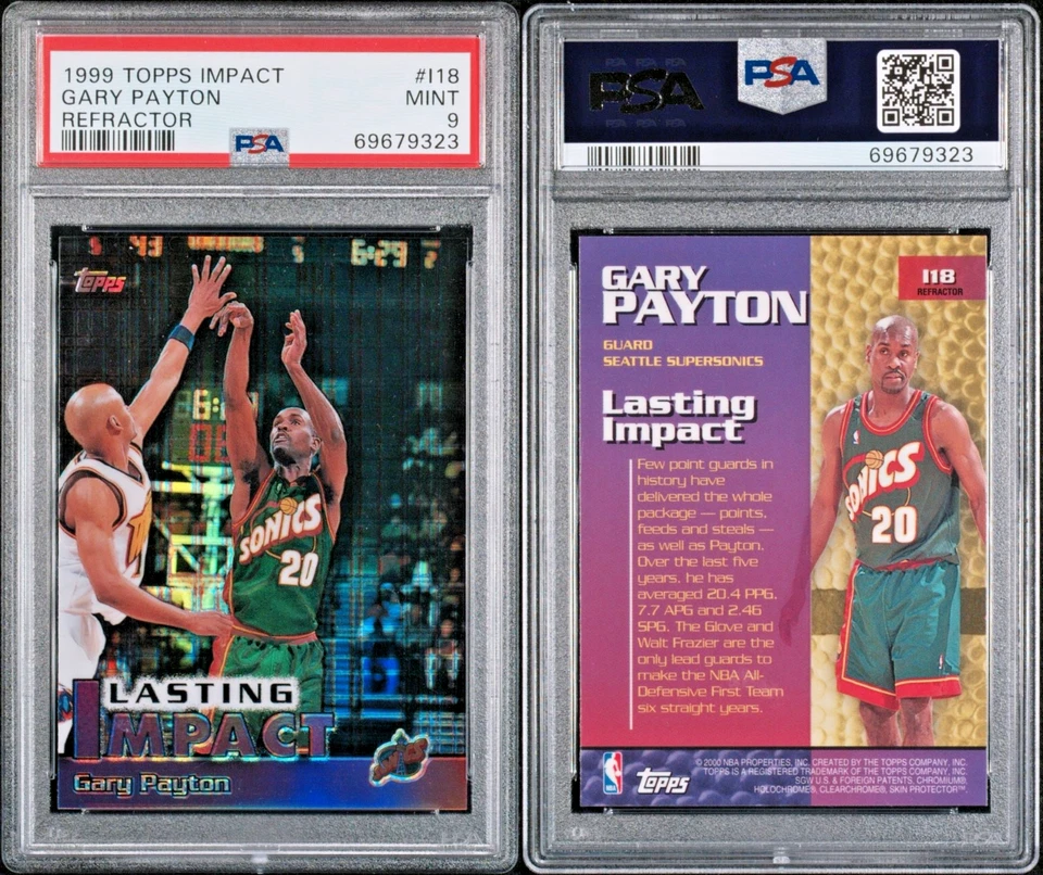 GARY PAYTON 1999-00 Topps Impact Refractor #I18 PSA 9 Mint (Pop 3 : 0 Higher) - Image 3 of 3
