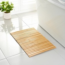 Bathroom Solutions Bathroom Shower Bath Mat Bamboo Wood Slat Slated 40 x 60 cm