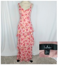 Lulu's Pink Tiered Dress 2 X Small Laurette Sleeveless Floral Maxi NWT
