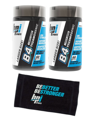 BPI Sports B4 60 Servings Thermogenic Fat Burner - 2 Pack with Official Towel