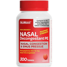 Nasal Decongestant PE Phenylephrine Hcl 10Mg Tablets Bulk 300 Count Non-Drowsy