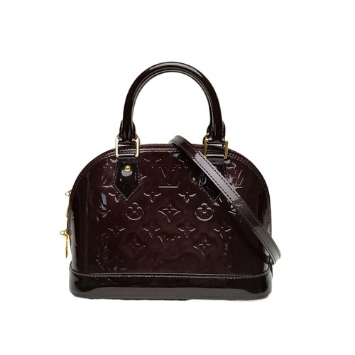 LOUIS VUITTON ALMA BB 23.5cm Cherry Red Patent Leather Crossbody Bag