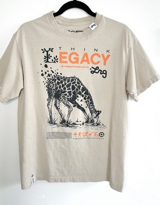 LRG Lifted Research Group T-Shirt Men's M Beige Think Legacy Graphic Streetwear