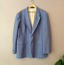 Stafford Men's Blue Blazer 44R Single-Breasted 2-Button Wool