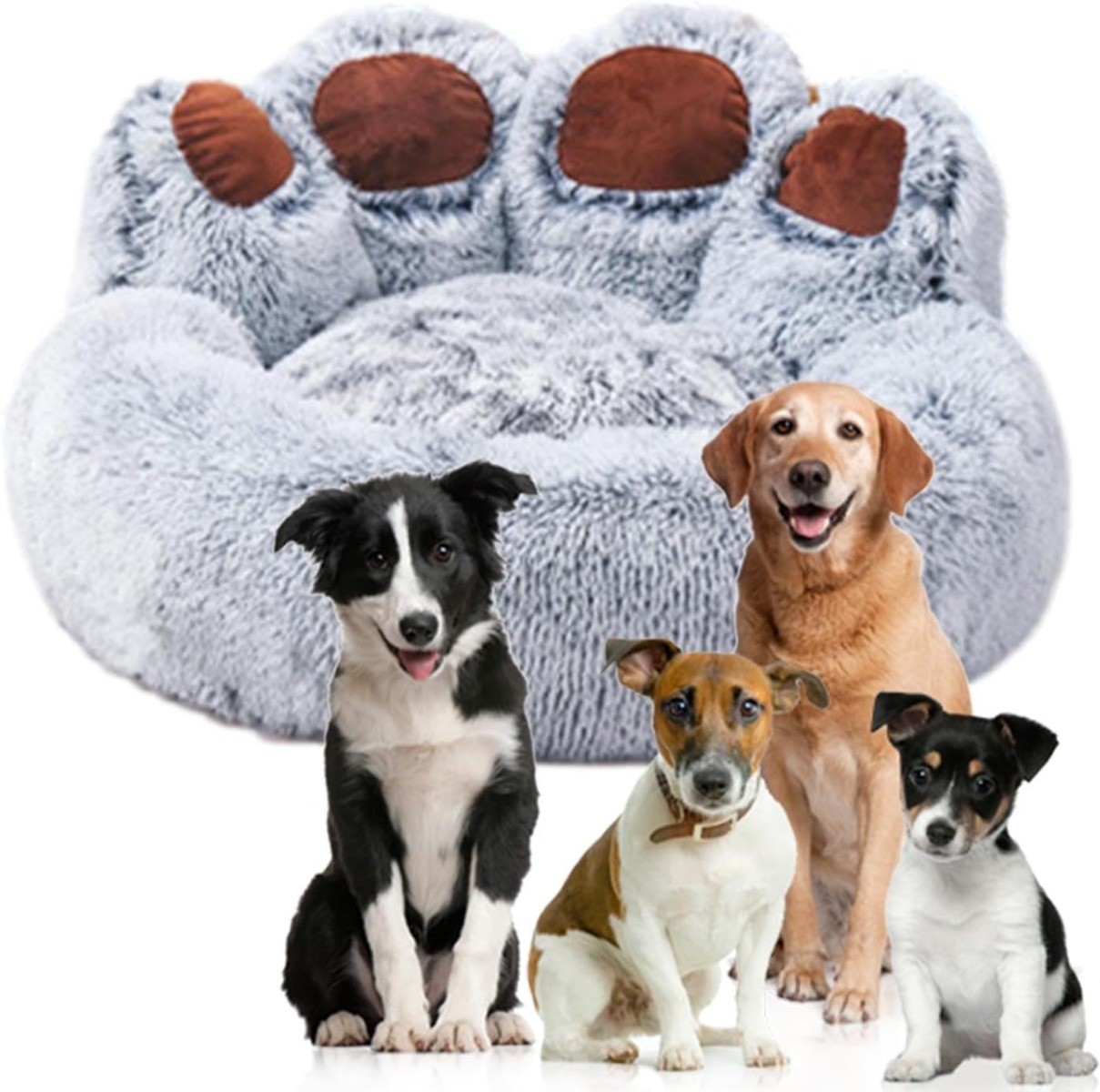 Cuccia per Cani e Gatti a Forma di Zampa 60cm Calda Accogliente Grigio Senny Top