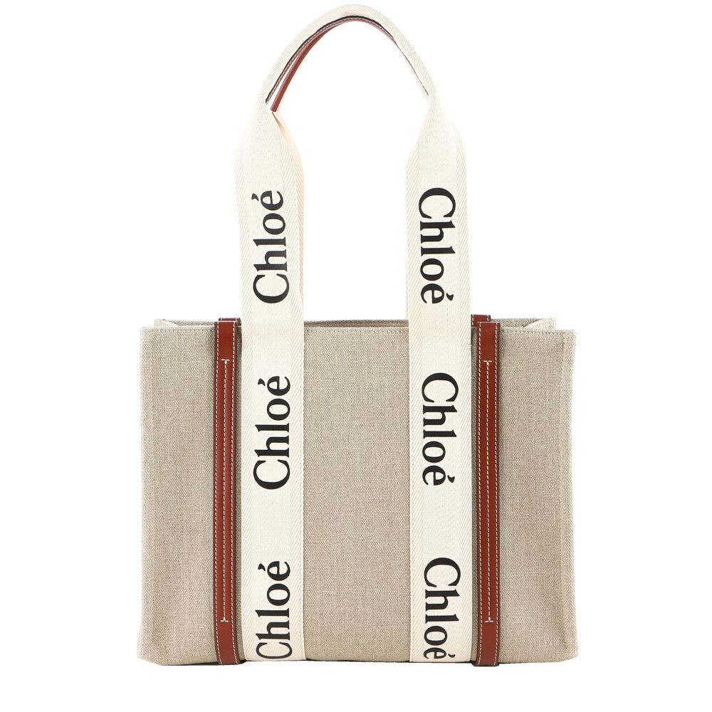 Chloe Woody Medium Leather Tote Bag in Tan 128272922