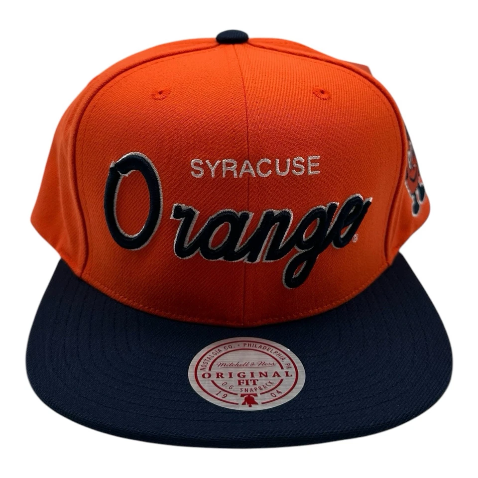 Boné Mitchell & Ness Syracuse laranja Snapback ajuste original script NCAA azul - Imagem 2 de 4