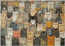 Full of Cats Jigsaw Puzzle 1000 Pieces for Adults - Warm Colour Relaxing Cat Art