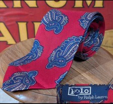 Polo Ralph Lauren Men's Vintage Paisley Silk Tie Red 3.5 USA Made Hand Made