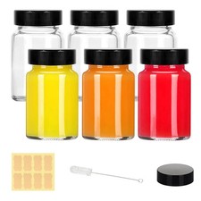2 oz Small Clear Glass Bottles with Lids 6Pcs Wide Mouth Shot Bottles with Caps