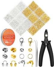 1950PCS Jewelry Making Kit Crimp Beads Covers Clasps Rings Pliers Wire DIY