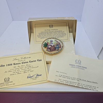 Lenox Limited Edition Porcelain Egg Her First Easter Bonnet 1988 W/Box & Papers