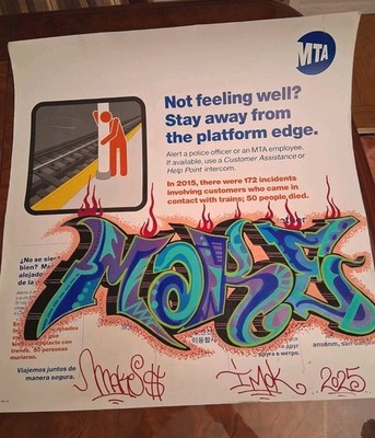 MTA Graffiti Zug Schild 2016 - Original Graffiti - 21 x 22 cm